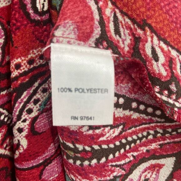 J. Jill Layered Paisley Long Sleeves Tunic Red Medium - Picture 11 of 11